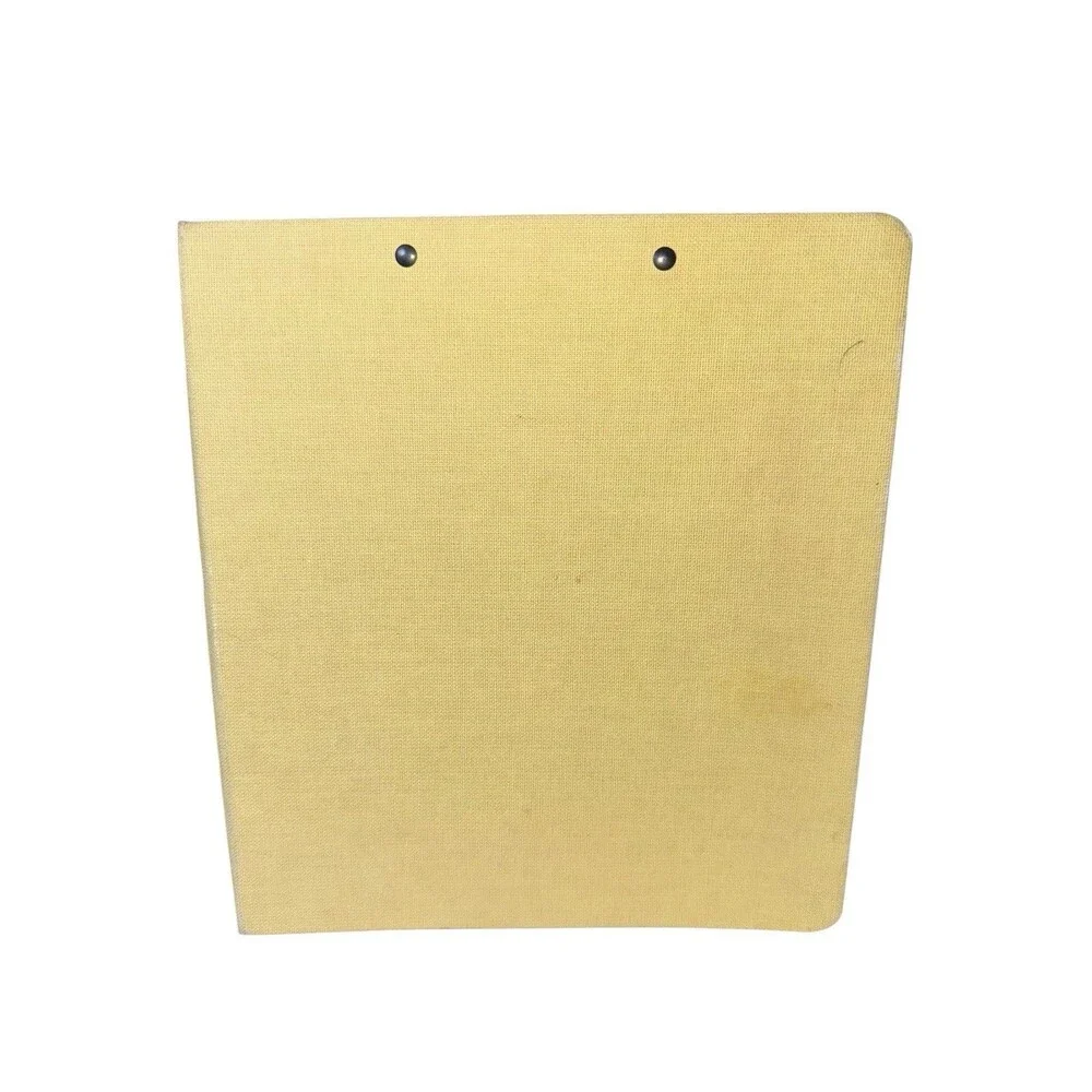 Vintage Pen-Tab 3 Ring Binder Yellow Clip Board Cloth School Portfolio Calendar